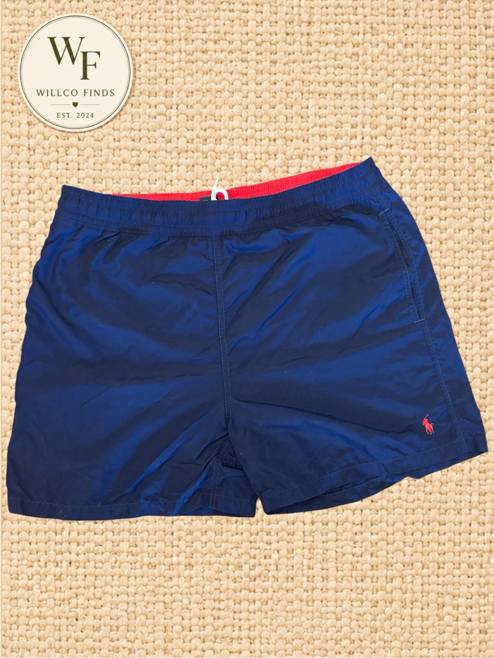 Polo by Ralph Lauren Men’s Navy Swim Trunks Red Lining Pony Logo Size M